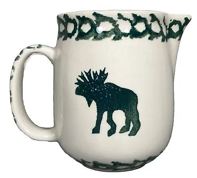 Moose Country By Folk Craft • 1997 10oz Cream Pitcher Green Sponge Cottage-Core • $6.99