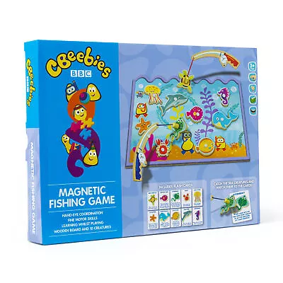 £6.99 • Buy CBeebies Magnetic Fishing Game Wooden Board Flash Cards Learn Play 10 Creatures