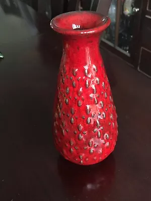 Jasba West German Fast Lava Pottery Vase Mid Century Modern Red 8” Tall • $35