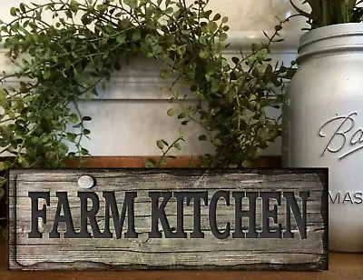 Farm Kitchen   Sign Shelf Sitter Vintage Style Farmhouse Home Decor 8x3  • $12.50