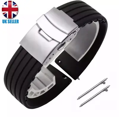 £5.99 • Buy Silicone Rubber Sport Watch Strap Band Black 16-18-20-22-24mm Quick Release
