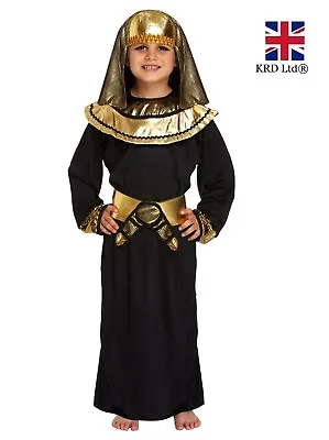 £13.49 • Buy Boys BLACK EGYPTIAN PHARAOH FANCY DRESS COSTUME King Outfit Kids Book Week UK