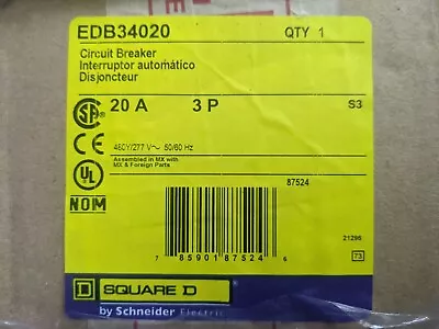 Schneider Electric Square D EDB34020 20A 3 Poles Bolt On Circuit Breaker • $184.99