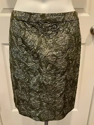 J. Crew Collection Metallic Gold & Silver Floral Print Pencil Skirt Size 2 (US) • $25.31