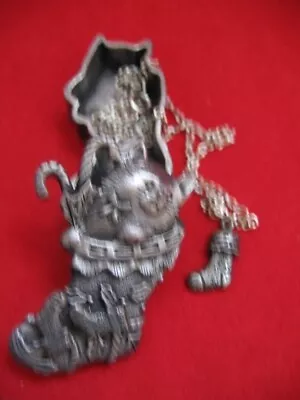 $15.99 • Buy TORINO PEWTER CAT CHRISTMAS Jewelry Set BROOCH PIN EARRING NECKLACE BOX Vintage