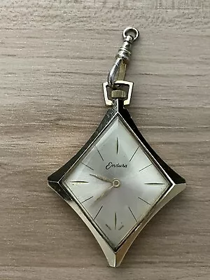 Vintage Endura Swiss Made Pendant Watch Necklace Piece-Diamond Gold PERFECT!! • $38.89