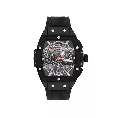 Ed Hardy Men's Black Textured Silicone Strap Watch 48mm • $24.99