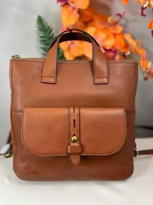 FOSSIL Hunter Brown Pebble Leather Small Backpack #SHB2695 • $80.99