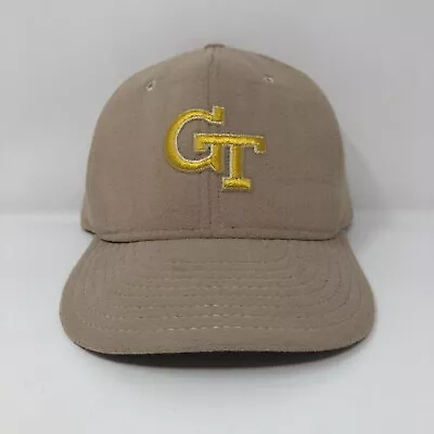 Vintage Georgia Tech Yellow Jackets Snapback Cap AJD Tan Fleece VTG 90s NCAA • $19.99