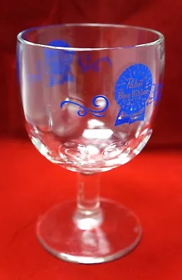 Pabst Blue Ribbon Pbr Stem Glass Beer Logo Thumbprint Goblet Chalice Dual Sided! • $9.98