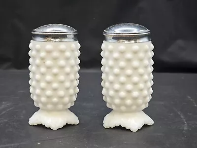 Fenton Milk Glass Salt And Pepper Shakers Hobnail Detail And Petal Feet • $2