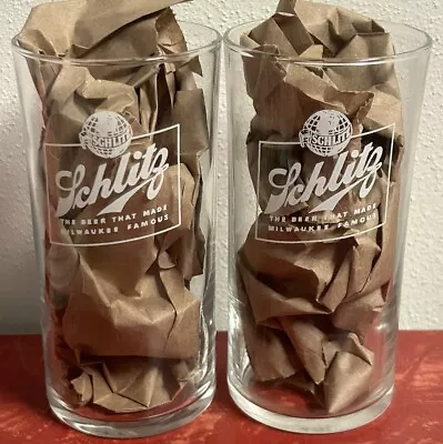 Lot Of 2 Vintage Schlitz Beer Glasses Tavern Advertising Man Cave Barware • $19.99