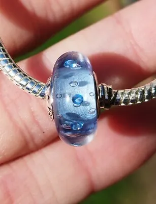 $43 • Buy Pandora Blue Ice Drops Murano Glass BEAD SILVER EUROPEAN CHARM