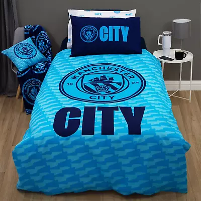 Manchester City FC Reversible Pulse Single Duvet Set (Single) Sky Blue 173077 • £24.99