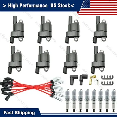 8Pack Round Ignition Coil Spark Plug Wire For GMC Chevy Silverado 1500 5.3L 6.2L • $117