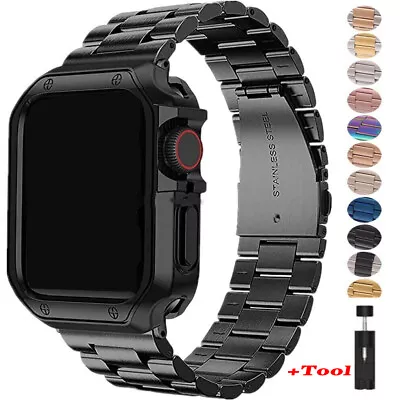 $16.14 • Buy Metal IWatch Strap Band Case For Apple Watch 8 7 6 5 4 3 2 1 SE  44 45 Ultra 49