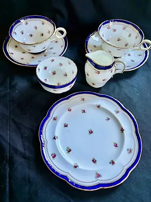 Antique Cauldon England Maple&Co London Tea Set Cobalt Blue/gold/rosebuds • £50