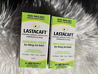 2 Lastacaft Once Daily Eye Allergy Itch Relief 60 Day Supply 0.17 Oz. Exp 06/25 • $17.95
