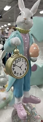 Easter Bunny Rabbit Clock Figure Decor 18” Tall Whimsical Mad Hatter • $65