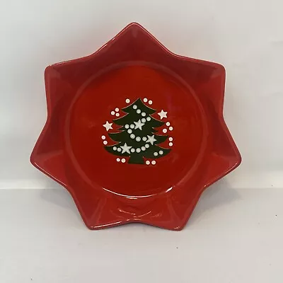 Vintage Waechtersbach Germany 10  Star Octagon Serving Bowl Red Christmas Tree • $19.99