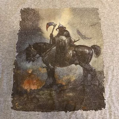 Vintage Frank Frazetta Ringer T-Shirt - Large - Death Dealer - Molly Hatchet • $49.99