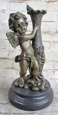 Bronze Angel Cherub Putti Winged Young Boy Sculpture Figure Statue Marble Base • $149.50