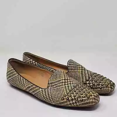 J Crew Slip On Darby Studded Tweed Loafers Size 8.5 • $22.88