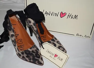 2010 Lanvin X H&M Leopard Print Ribbon Rhinestone Heeled Pumps Size US 6 NIB ~T8 • $75