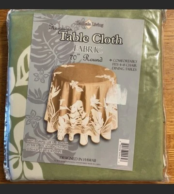$12.95 • Buy Hawaiian Round Tropical Tablecloth Green New