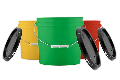 2 Gallon Plastic Buckets Pails With Lids Food Grade BPA Free ( 3 Pack) 3-color • $43.97