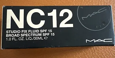 MAC NC12 Studio Fix Fluid SPF 15 Broad Spectrum 1.0 Oz 30ml NIB • $23