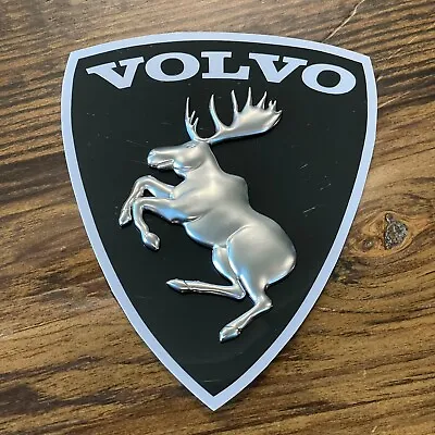 NEW Genuine 3D 4  Silver On Black VOLVO Prancing Moose Hybrid Legendary Decal • $15