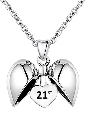 Sterling Silver 21st Birthday Heart Pendant & Necklace - 21 Gifts For Her Women • £29.95