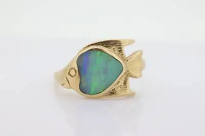 14k KABANA KBN Opal Ring. 14k OPAL Inlay Fish. Natural Opal Ring Kabana Design • $935