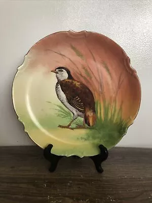 LIMOGES FRANCE-Coronet Hand Painted Porcelain Charger Game Bird Quail Plate • $30