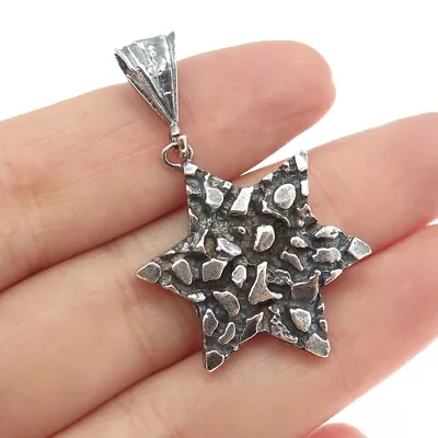 925 Sterling Silver Vintage Star Of David Judaica Nugget Pendant • $74.99