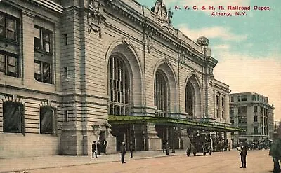Vintage Postcard 1912 N. Y. C. & H. R. Railroad Depot Albany New York Souvenir • $8.79