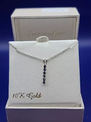 Everlasting Gold 10k White Gold Lab-Created Sapphire Stick Pendant Necklace • $24.99