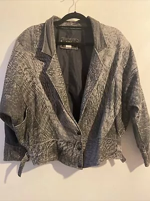 Retro Vintage Womens Super Soft Grey Leather Bomber Jacket S/M • $30