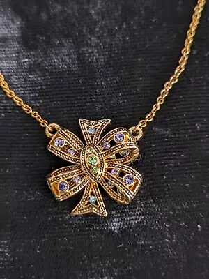 Vintage Joan Rivers Gold Tone Multi-Color Rhinestone Necklace-Very Pretty! • $7