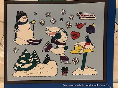 Christmas Decoration Cardboard Wall Cuts 1985 Snowman Snow Classroom Teacher VTG • $29.95