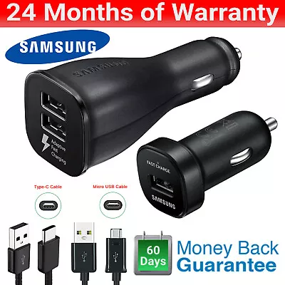 Samsung Dual USB Adaptive Fast Car Charger Cable Fast Charger For S6 7 8 9 10 • $15.99