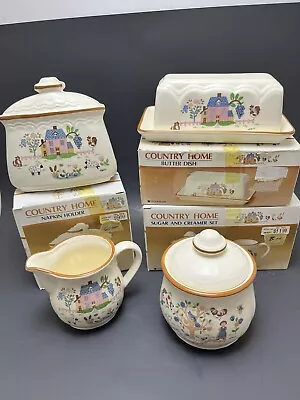 One (1)  Set Of Country Home Sugar Cream Set Napkin Holder Butter Dish-NIB • $29