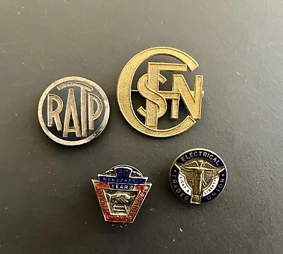 Group Of Original Railway Badges; SNCF RATP NUR Plus Electrical Trades Union • £8