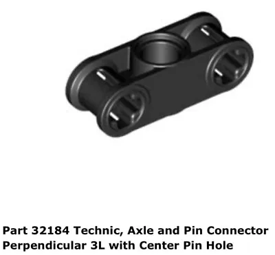 Lego 1x 32184 Black Technic Axle And Pin Connector Perpendicular 3L 8039 • $6.46