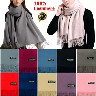 Womens Mens 100% Cashmere Scotland Solid Oversized Blanket Wool Scarf Shawl Wrap • $12.99