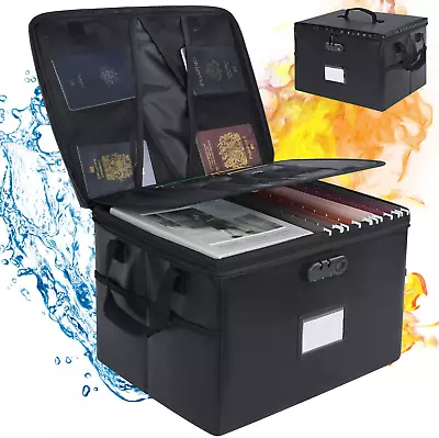 $42.19 • Buy Fireproof Document Box Water-Resistant File Organizer Box With Lock Collapsible