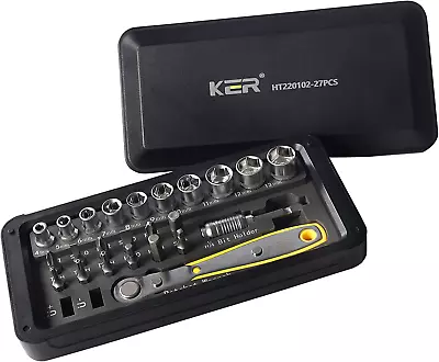 KER 27 In 1 Mini Ratchet Wrench Set With Screwdriver Bits&Socket Wrench-Versatil • $38.69