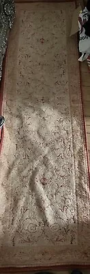 Vintage Laura Ashley Malmaisen Red Gold Chenille Cotton Rug Carpet Runner Long • $157.84