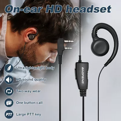 2 Pin Security Earpiece Headset For Baofeng Kenwood Radio Walkie Talkie • £5.70